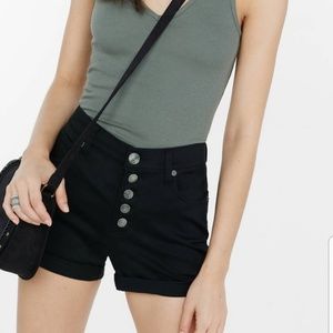 Express button up cuffed black shorts